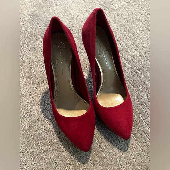 NEW Jessica Simpson Red Suede High Heels - Picture 2 of 4